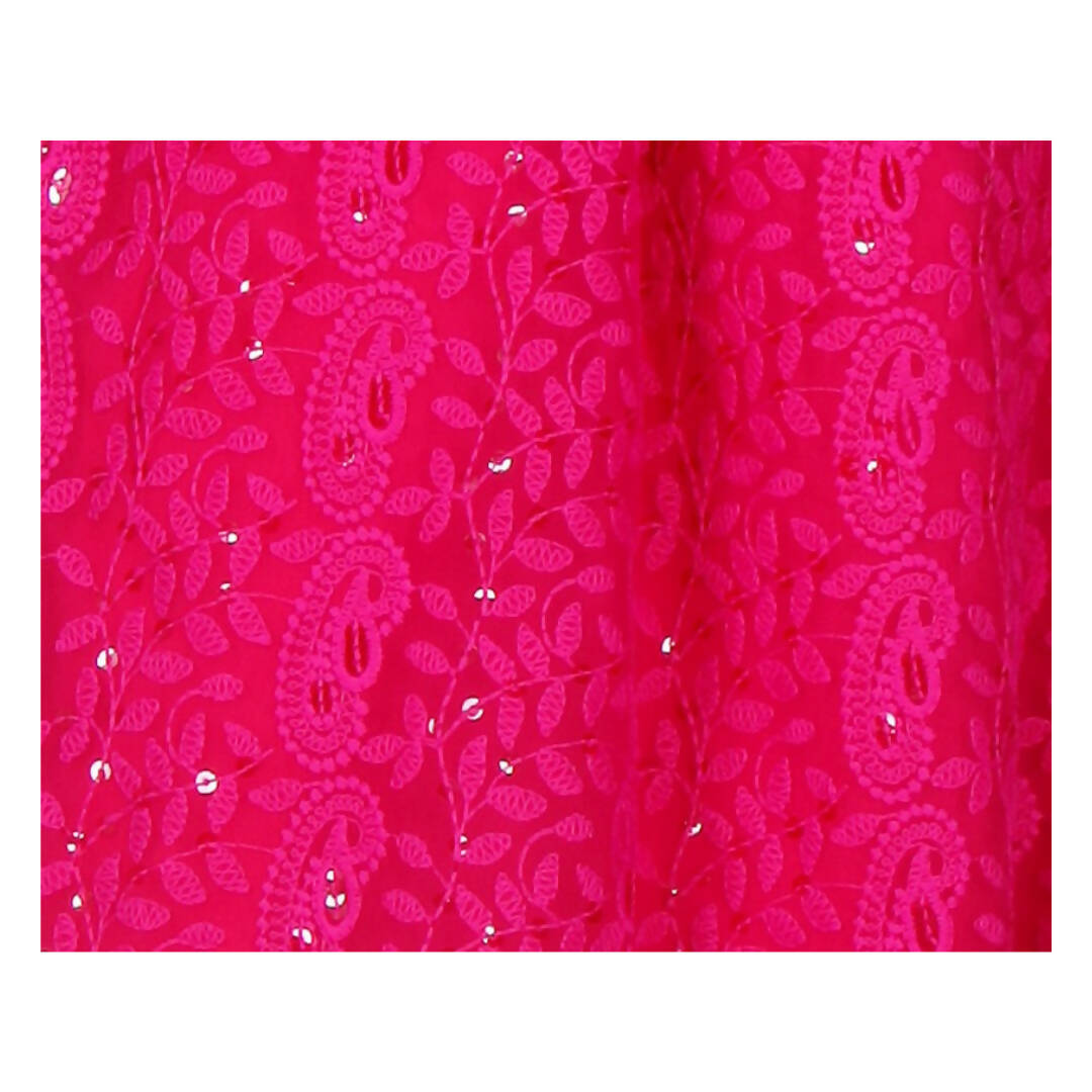 Akarshan viscose Lukhnowi Chikankari Anarkali kurta with leggings - Pink - Distacart