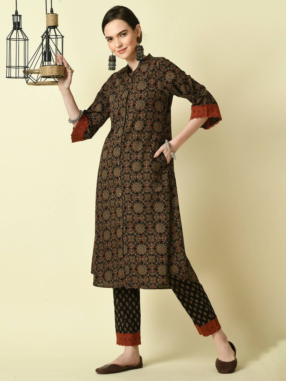 Myshka Women's Multi A-Line Printed Kurta - Distacart