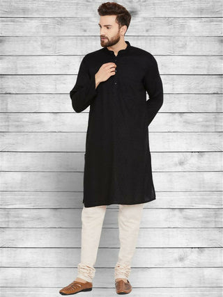 Even Apparels Pure Cotton Black Kurta - Black - Distacart