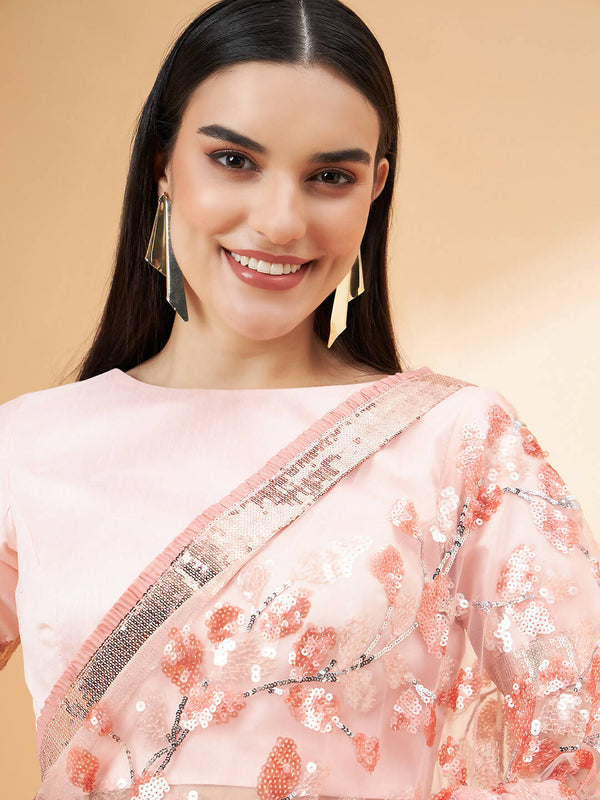 Red Bright Ruffled Draped Pre-Stitched Frills Lycra Saree