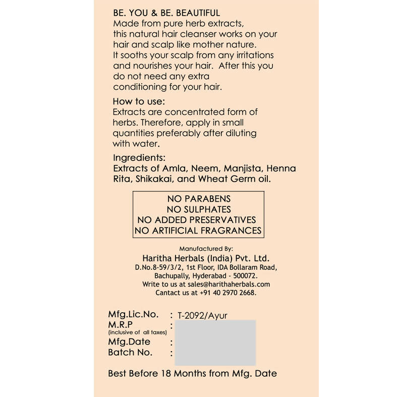 Haritha Herbals Natural Hair Cleanser - Distacart