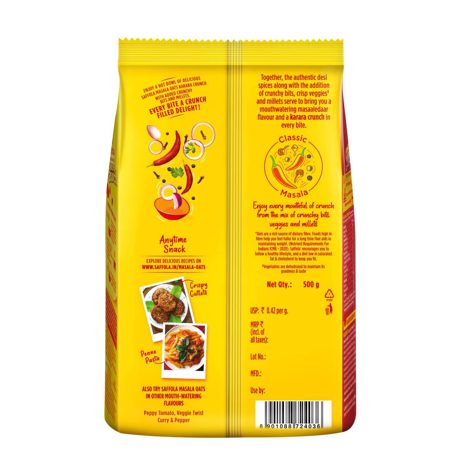 Saffola Karara Crunch Masala Oats - Distacart