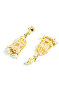 Thumbnail for Mominos Fashion Johar Kamal Golden Color Bird Nest Earrings With Pearls - Distacart