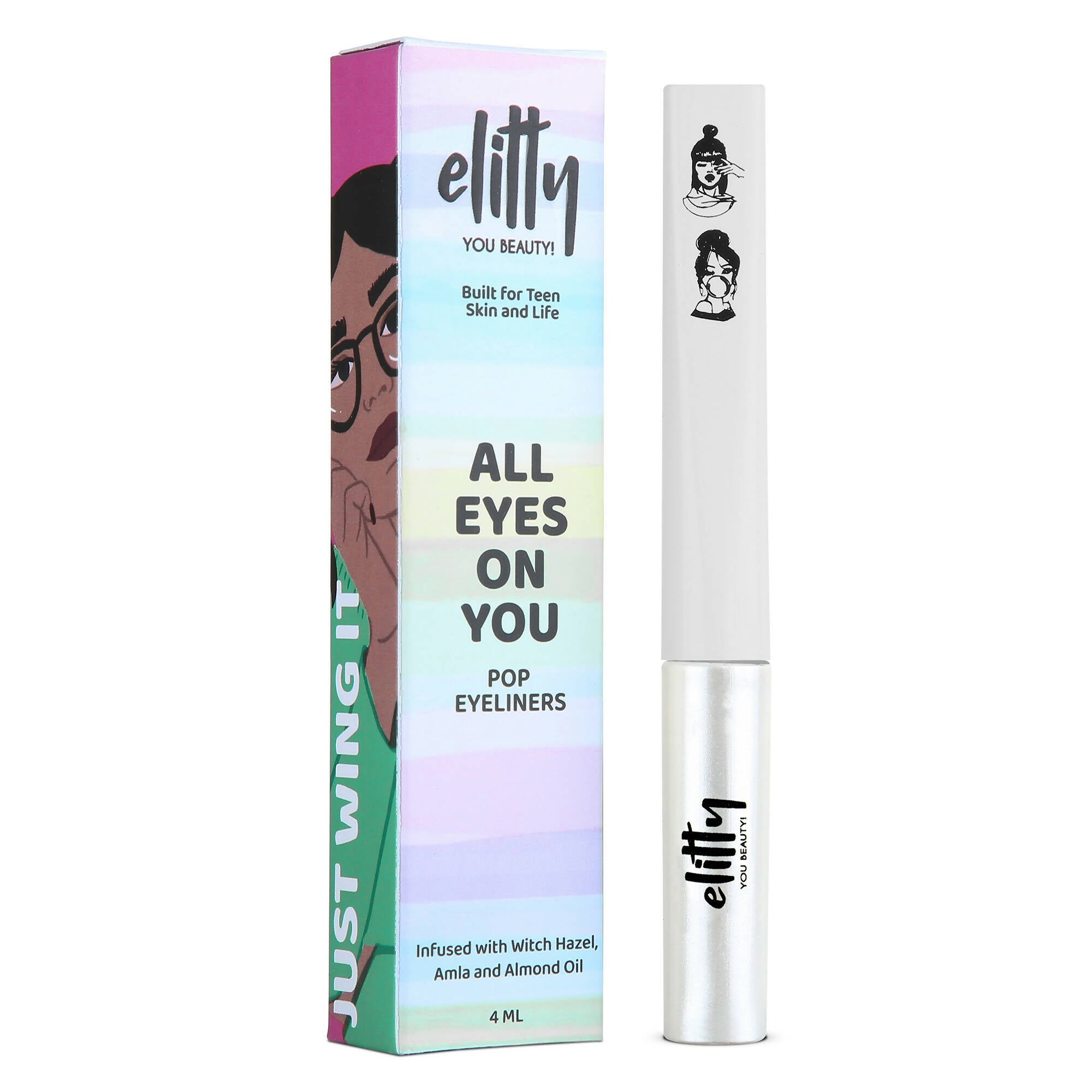 Elitty White Pop Color Metallic Finish Liquid Eyeliner - Cloud Nine (White) - Distacart