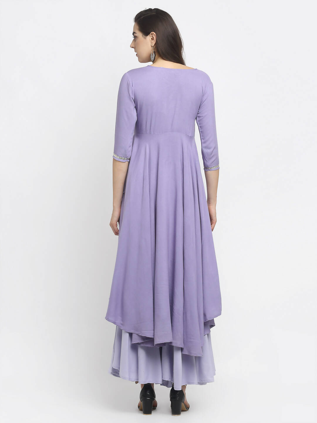 Rudra Bazaar Purple Angrakha Style Flared Kurta With Sharara - Distacart