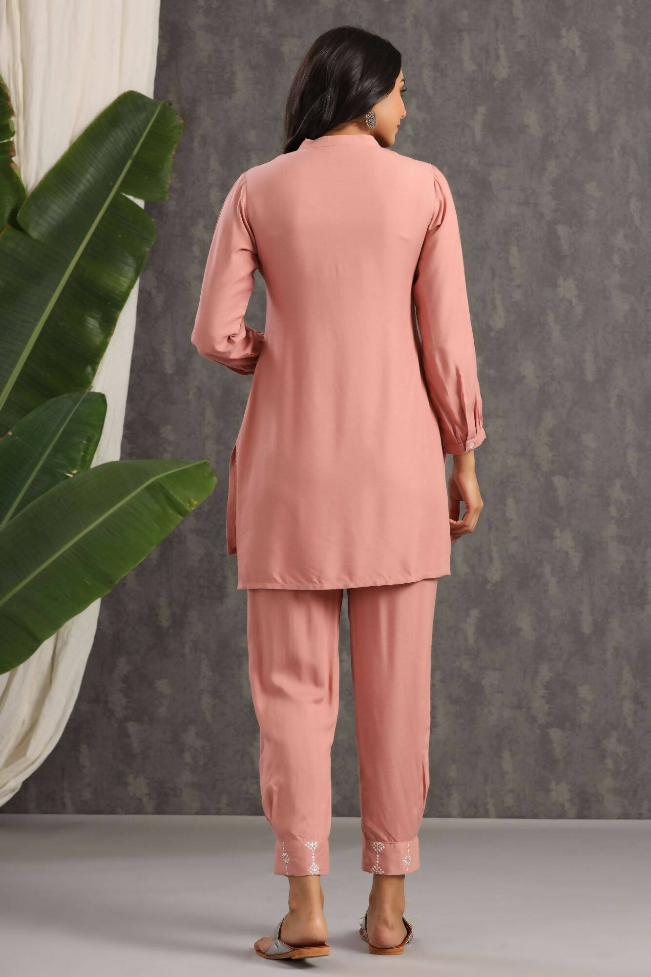 Juniper Women Onionpink Rayon Embroidered Straight Kurta Sets - Distacart
