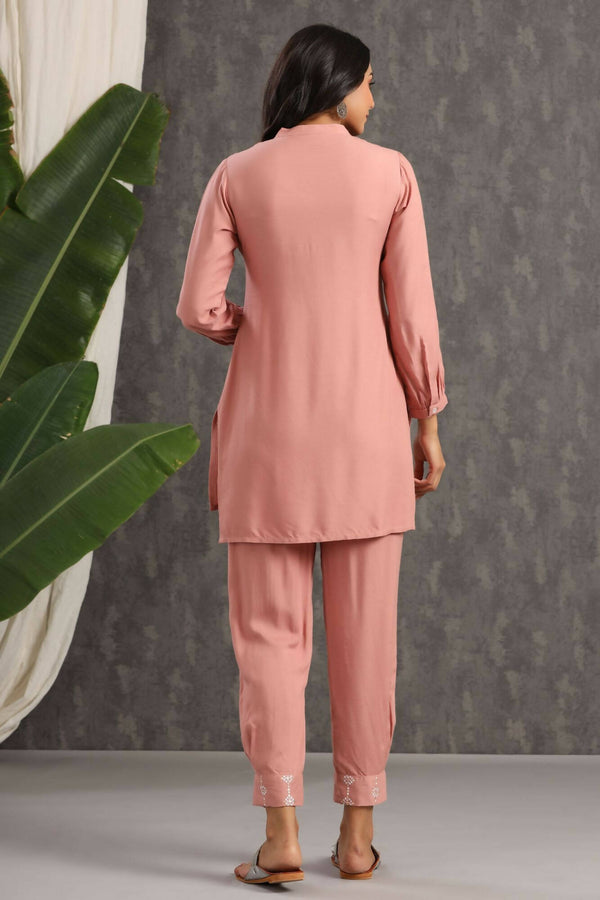 Juniper Women Onionpink Rayon Embroidered Straight Kurta Sets - Distacart