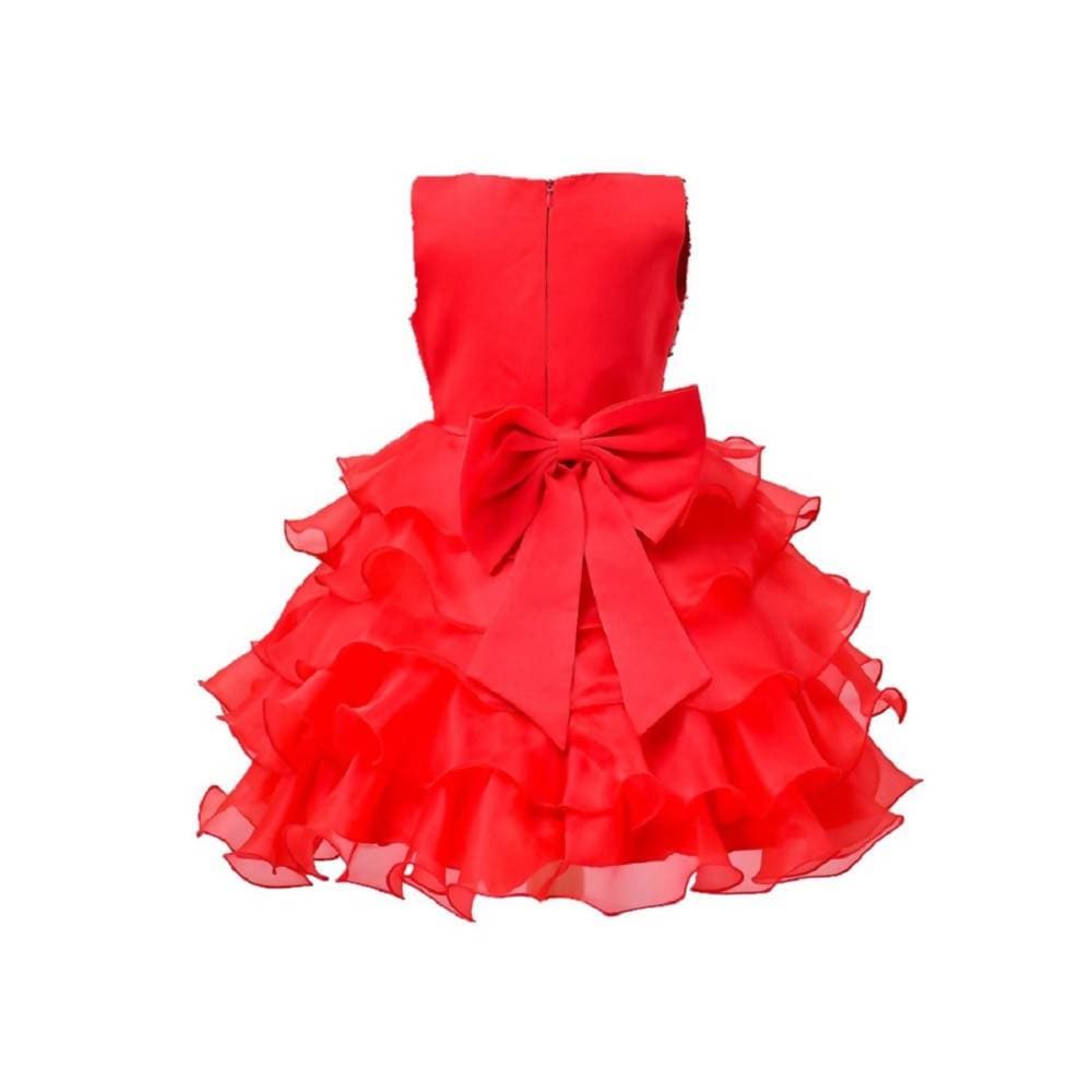 Asmaani Baby Girl's Red Color Satin Knee Length Frock (AS-DRESS_22068) - Distacart