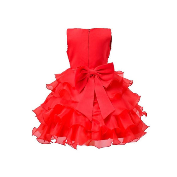 Asmaani Baby Girl's Red Color Satin Knee Length Frock (AS-DRESS_22068) - Distacart