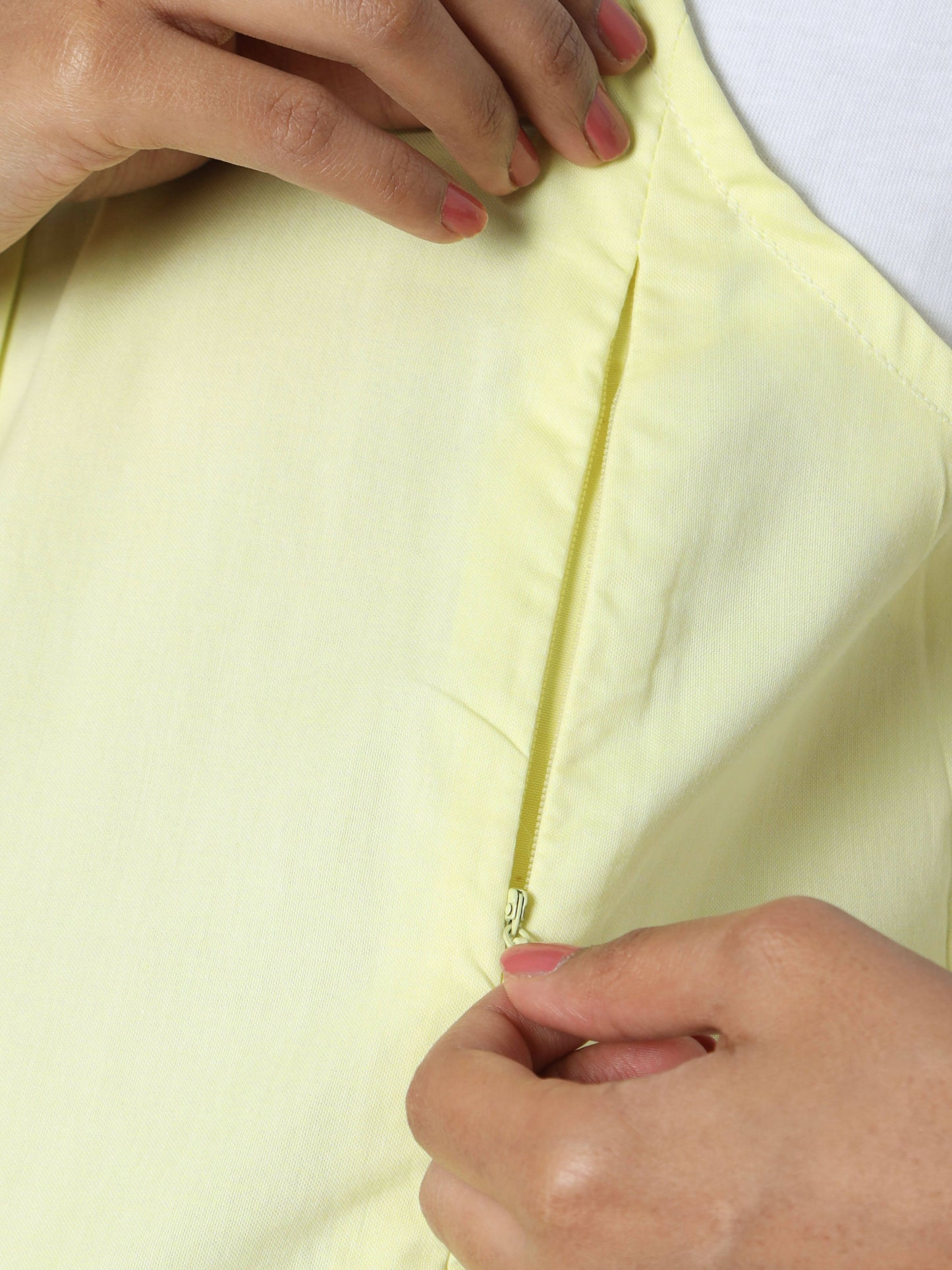 Manet Half Sleeves Solid Maternity Dress With Concealed Zipper Nursing Access - Yellow - Distacart
