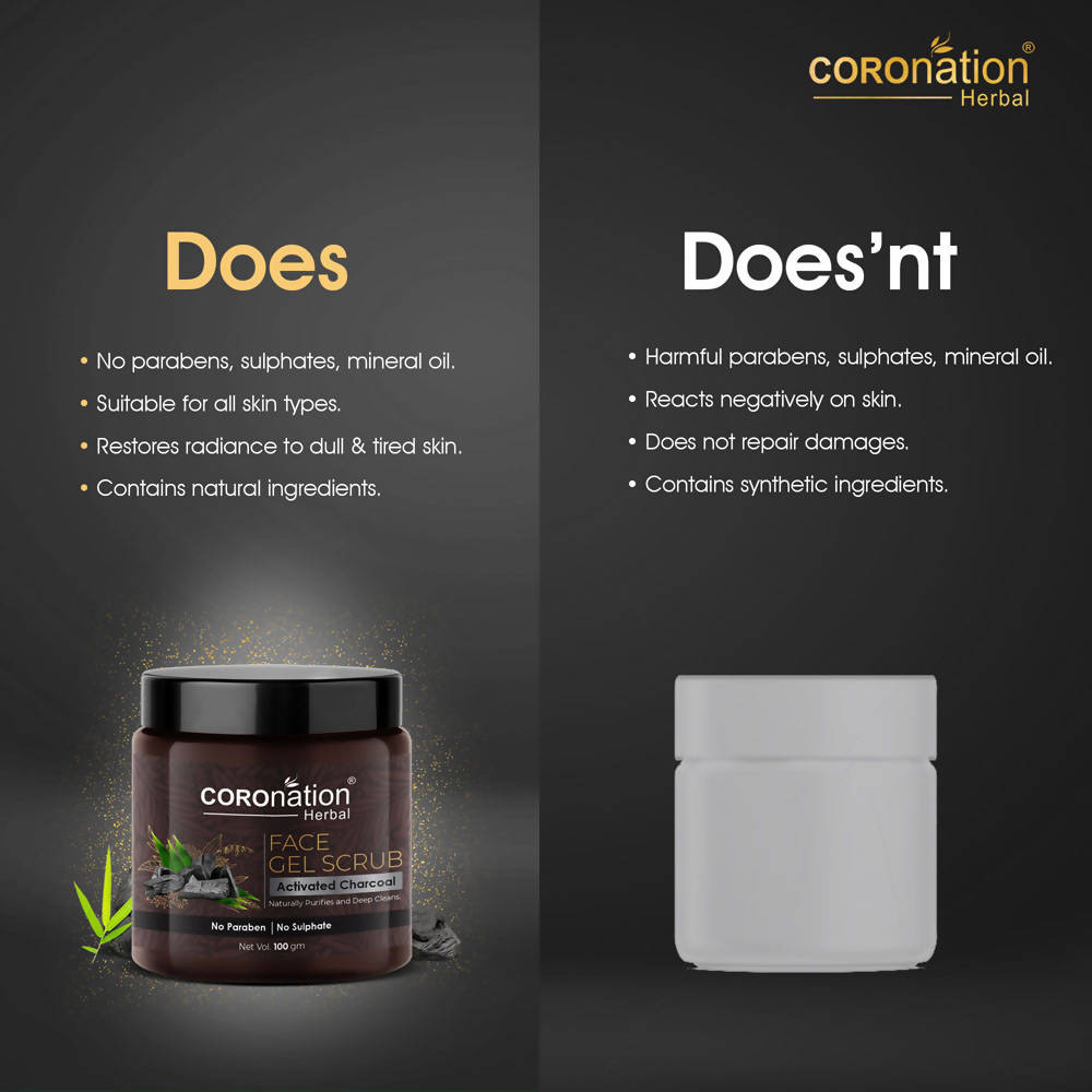 Coronation Herbal Activated Charcoal Face Gel Scrub - Distacart