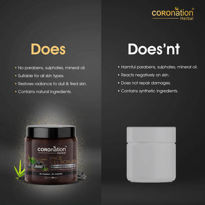Coronation Herbal Activated Charcoal Face Gel Scrub - Distacart