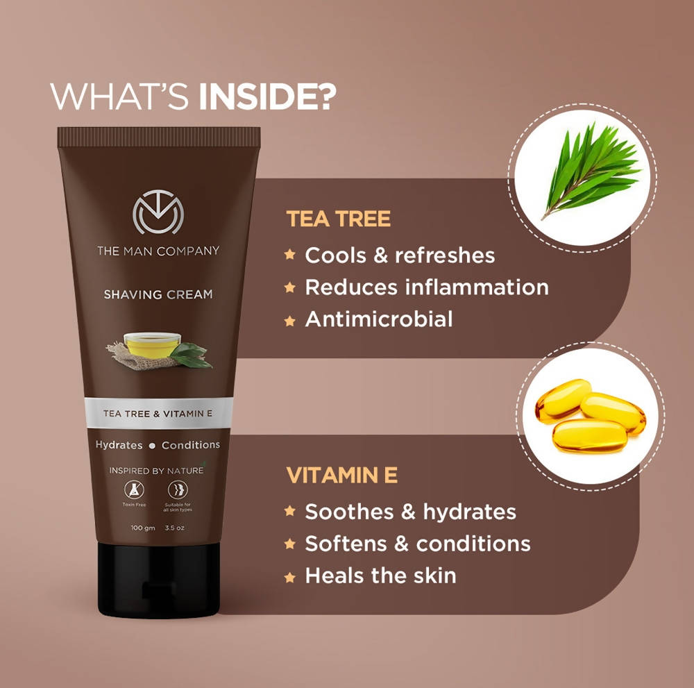 The Man Company Shaving Cream Tea Tree & Vitamin E - Distacart
