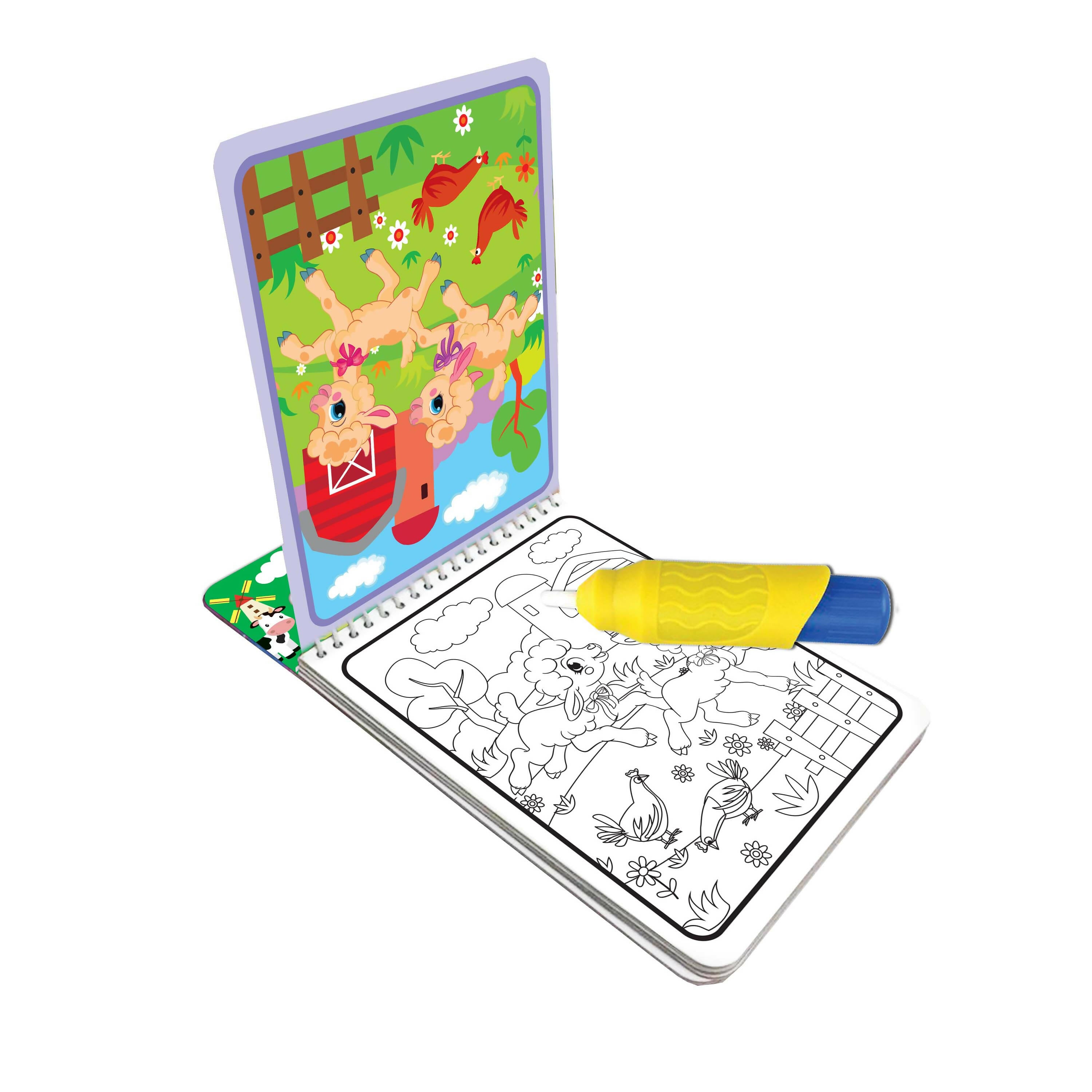 Dreamland Water Magic Farm Animals- With Water Pen - Use Over and Over Again : Children Drawing, Painting & Colouring Spiral Binding - Distacart