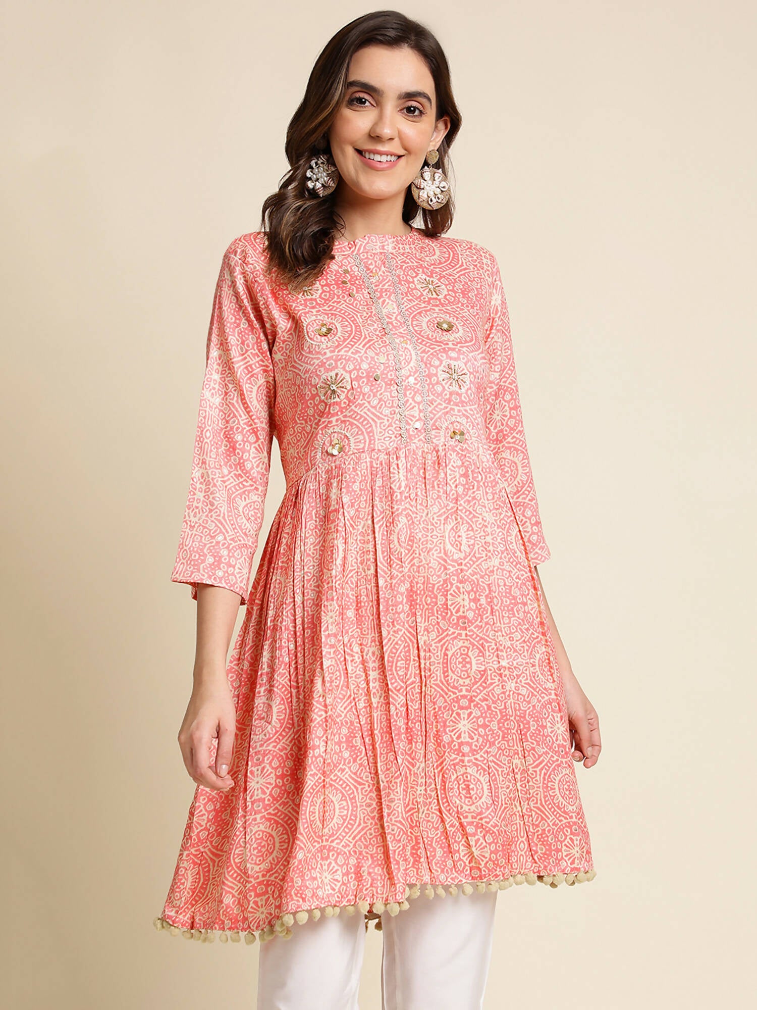 Peach Chiffon Paisley Printed Top - Himanshi - Distacart