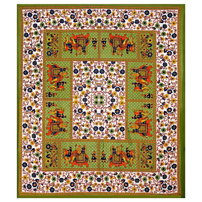 Vamika Printed Cotton Green Bedsheet With Pillow Covers (LEOC_HTHY_G) - Distacart