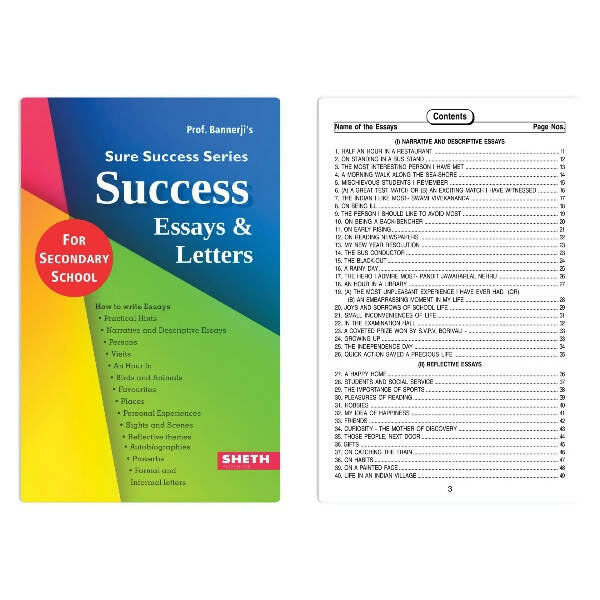 Prof. Bannerji&#39;s Sure Success Excellent Essays &amp; Letters for Secondary School | Age 12+ years - Distacart