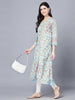 Myshka Women Blue Floral Printed Thread Work Anarkali Kurta - Distacart