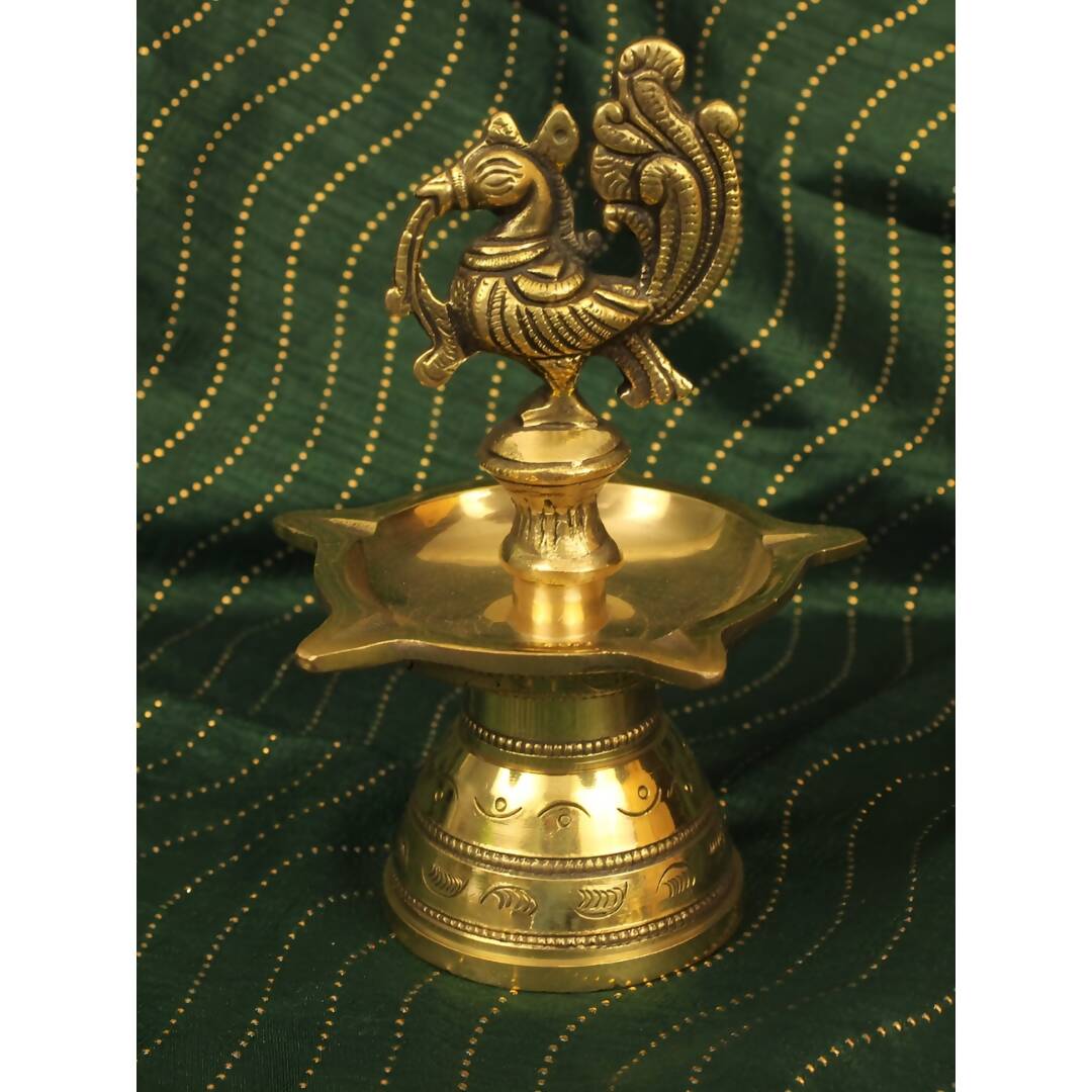 Spillbox Gold-Toned Brass Annam Five Face Diya Pooja Essential - Distacart