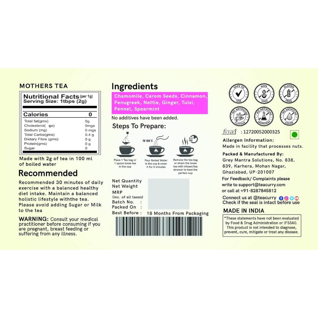 Teacurry Mothers Tea Bags - Distacart