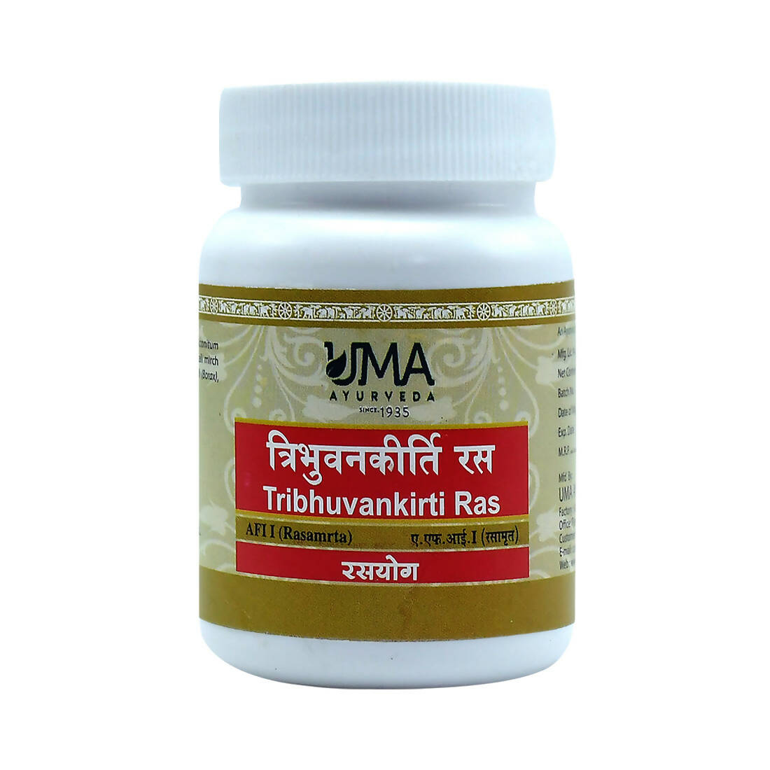Uma Ayurveda Tribhuvan kirti Ras Tablets - Distacart