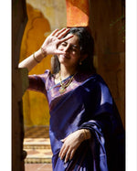 Thumbnail for DEIANA'S Beautiful Golden Jari with New Design Soft Lichi Silk Saree - Blue - Distacart