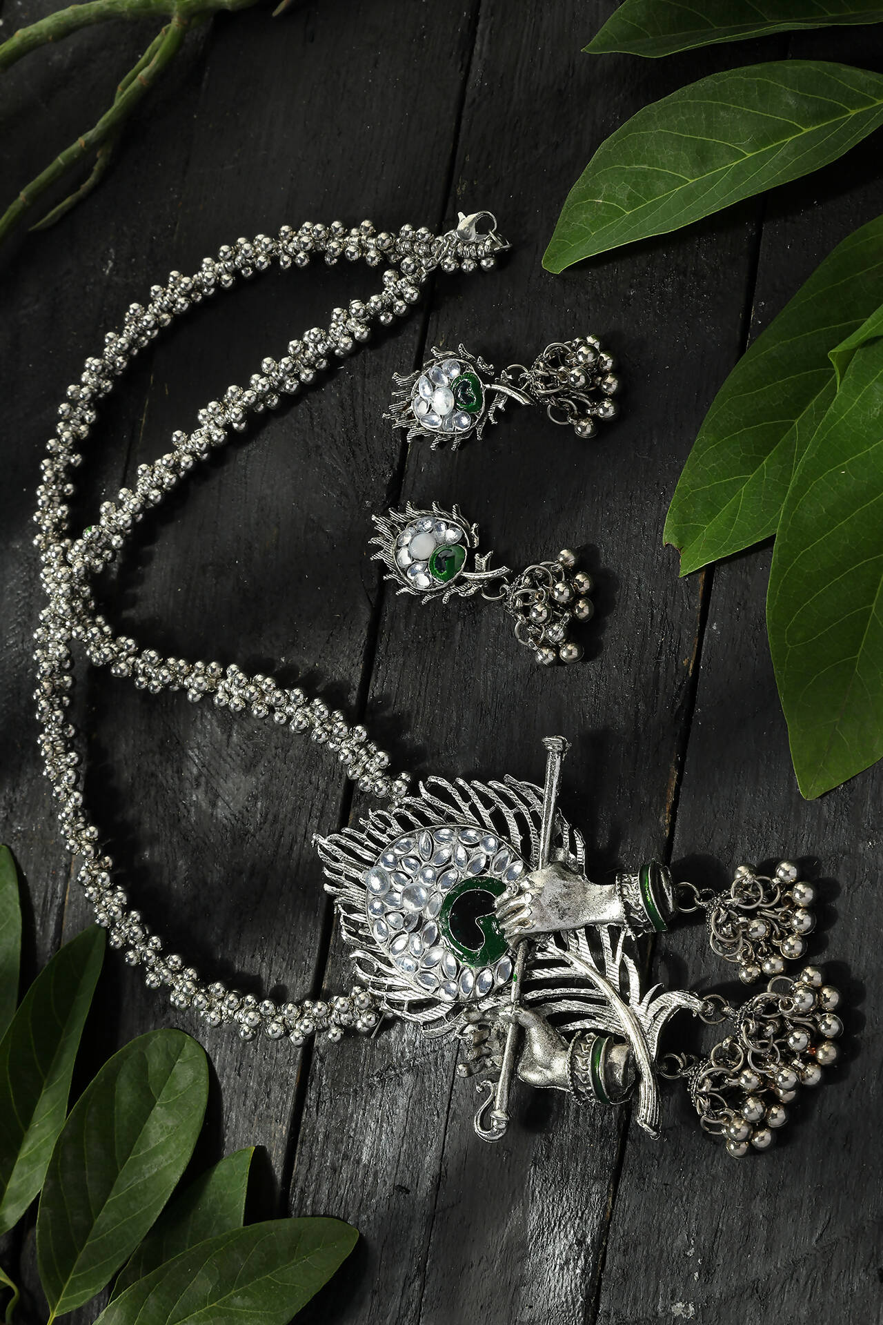 Mominos Fashion Johar Kamal Oxidised Silver-Plated Brass Finish Bansuri Long Necklace For Women (Silver) - Distacart