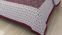 Thumbnail for Vamika Printed Cotton White & Red Bedsheet With Pillow Covers (LEOC_CHUN_MR) - Distacart