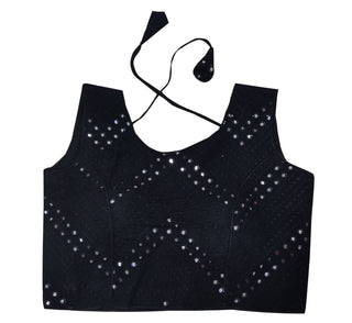 Vamika Brown Georgette Mirror Work Blouse - Distacart