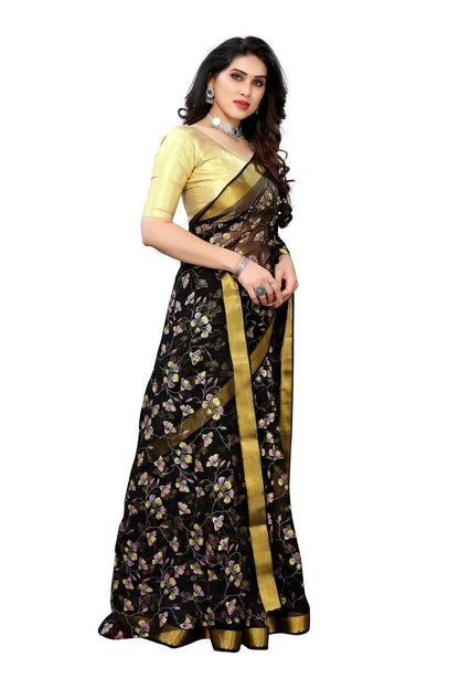 Vamika Black Printed Chiffon Saree (UJALA BLACK) - Distacart