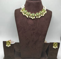 Thumbnail for Khavi Arts Enamel Studded Pearl Choker-Green - Distacart