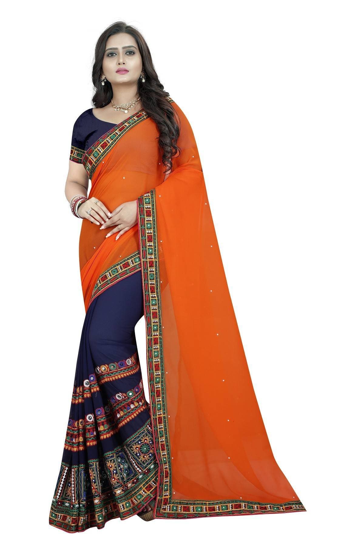 Vamika Blue Georgette Designer Saree