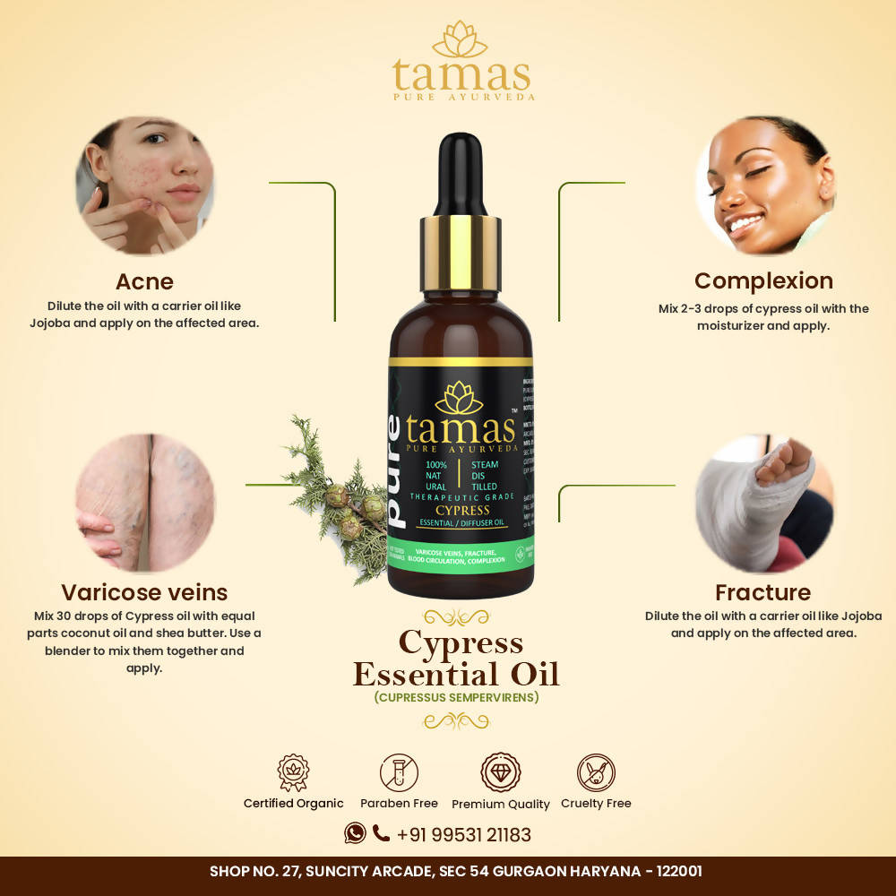 Tamas Pure Ayurveda 100% Natural Cypress Essential Oil - Distacart