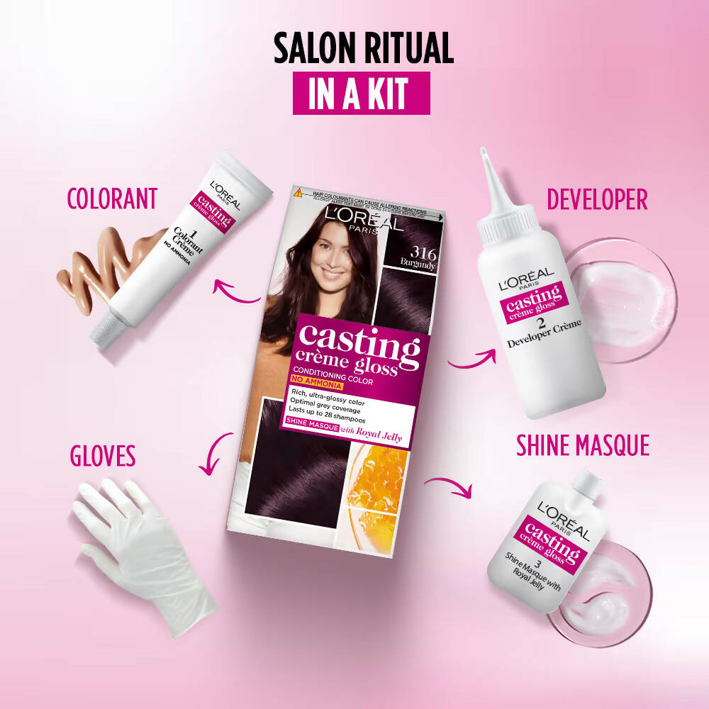 L'Oreal Paris Casting Creme Gloss Conditioning Hair Color - 316 Burgundy - Distacart