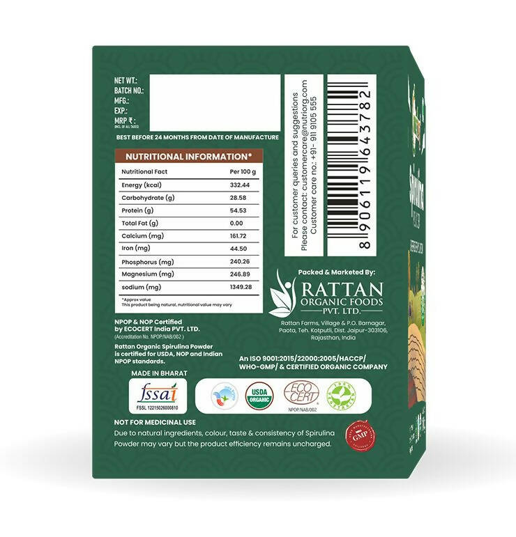 Nutriorg Spirulina Powder - Distacart