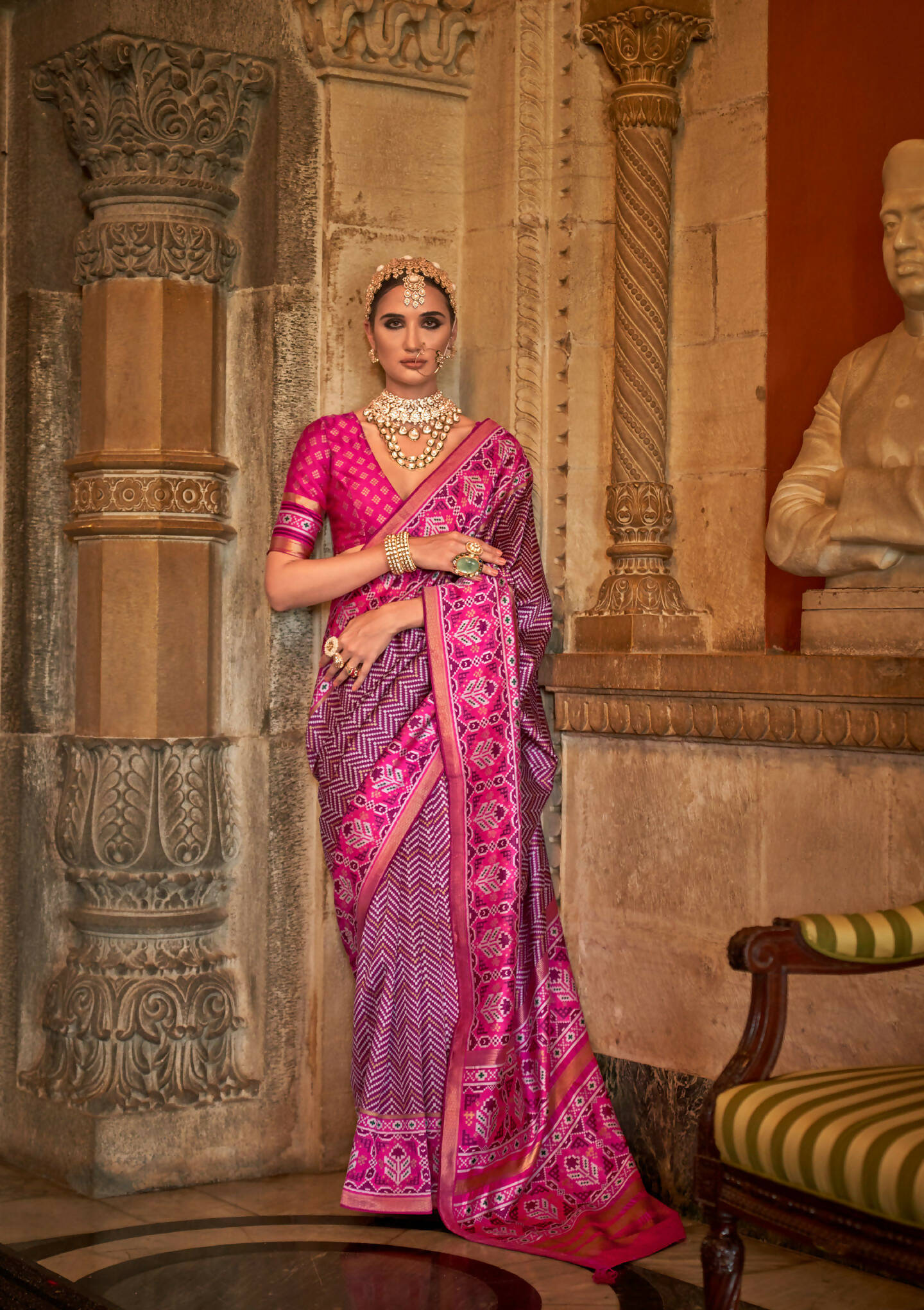 Magenta Banarasi Weaving, Ultra Aqua Finish, Zari Work Banarasi Silk Saree - Rath Kunti - Distacart
