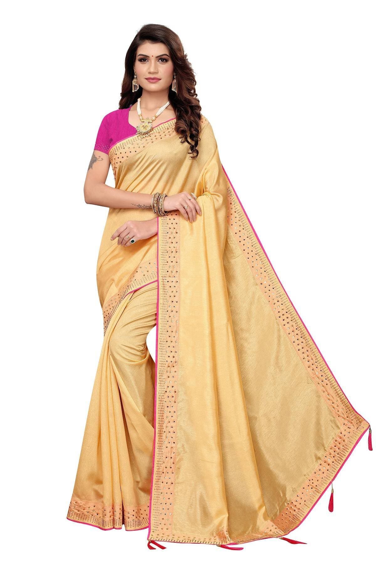 Vamika Chiku Zoya Silk Stone Work Saree