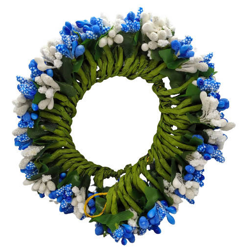 Blue & White Pollens Bridal Hair Gajra - Distacart