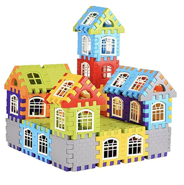 Kipa Multi Colored 72 Pcs Mega Jumbo Happy Home House Building Blocks with Attractive Windows and Smooth Rounded Edges - Building Blocks for Kids - Distacart