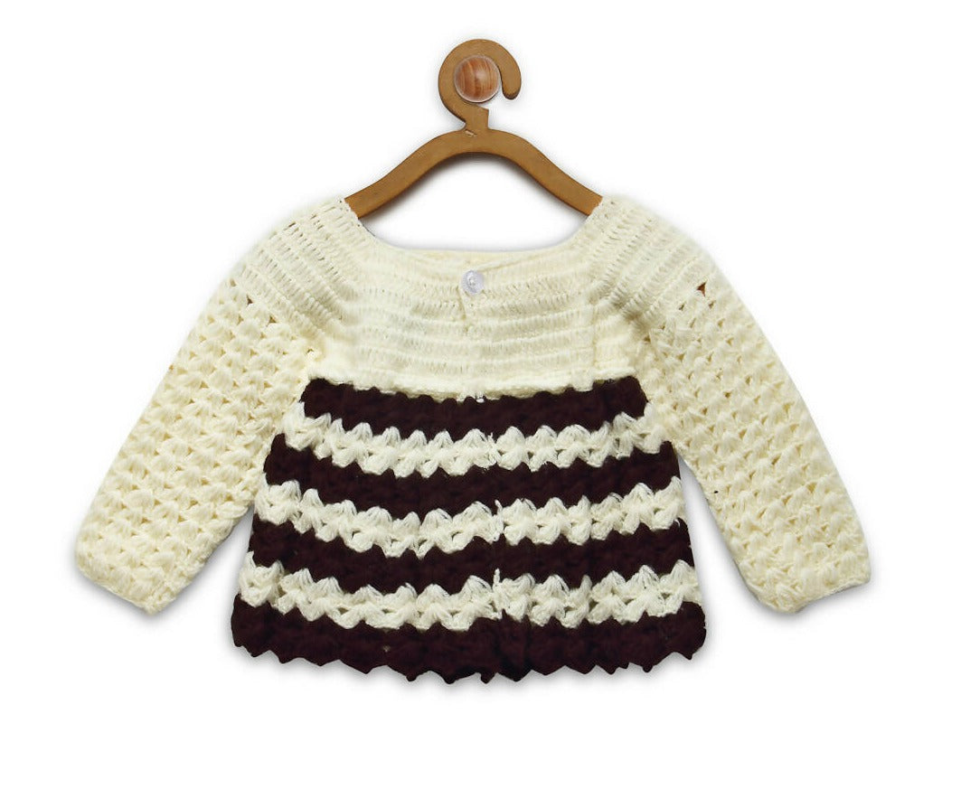 Chutput Kids Cream Coloured Sweet Solid Pullover Sweater For Baby Girls - Distacart