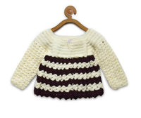 Thumbnail for Chutput Kids Cream Coloured Sweet Solid Pullover Sweater For Baby Girls - Distacart