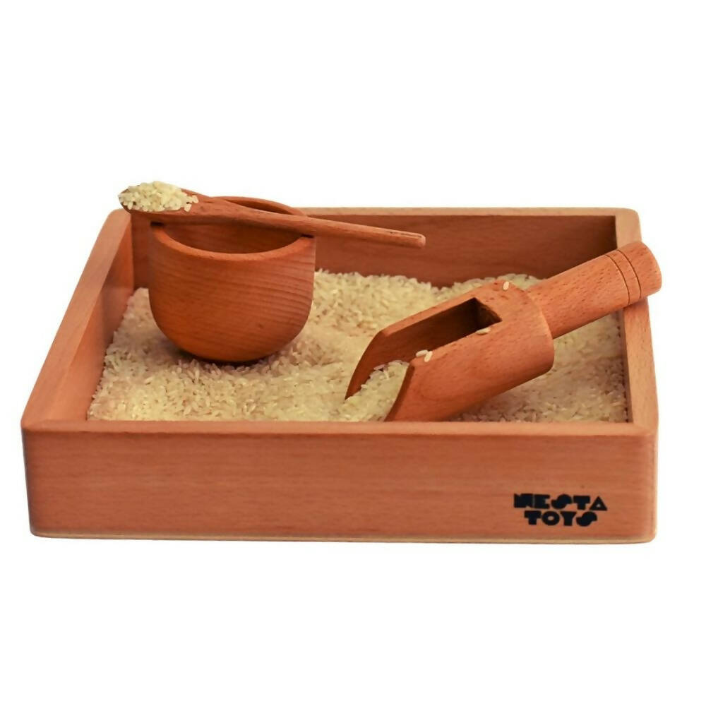 Nesta Toys Sensory Wooden Toy Set with Montessori Tray - Beech Wood - Distacart