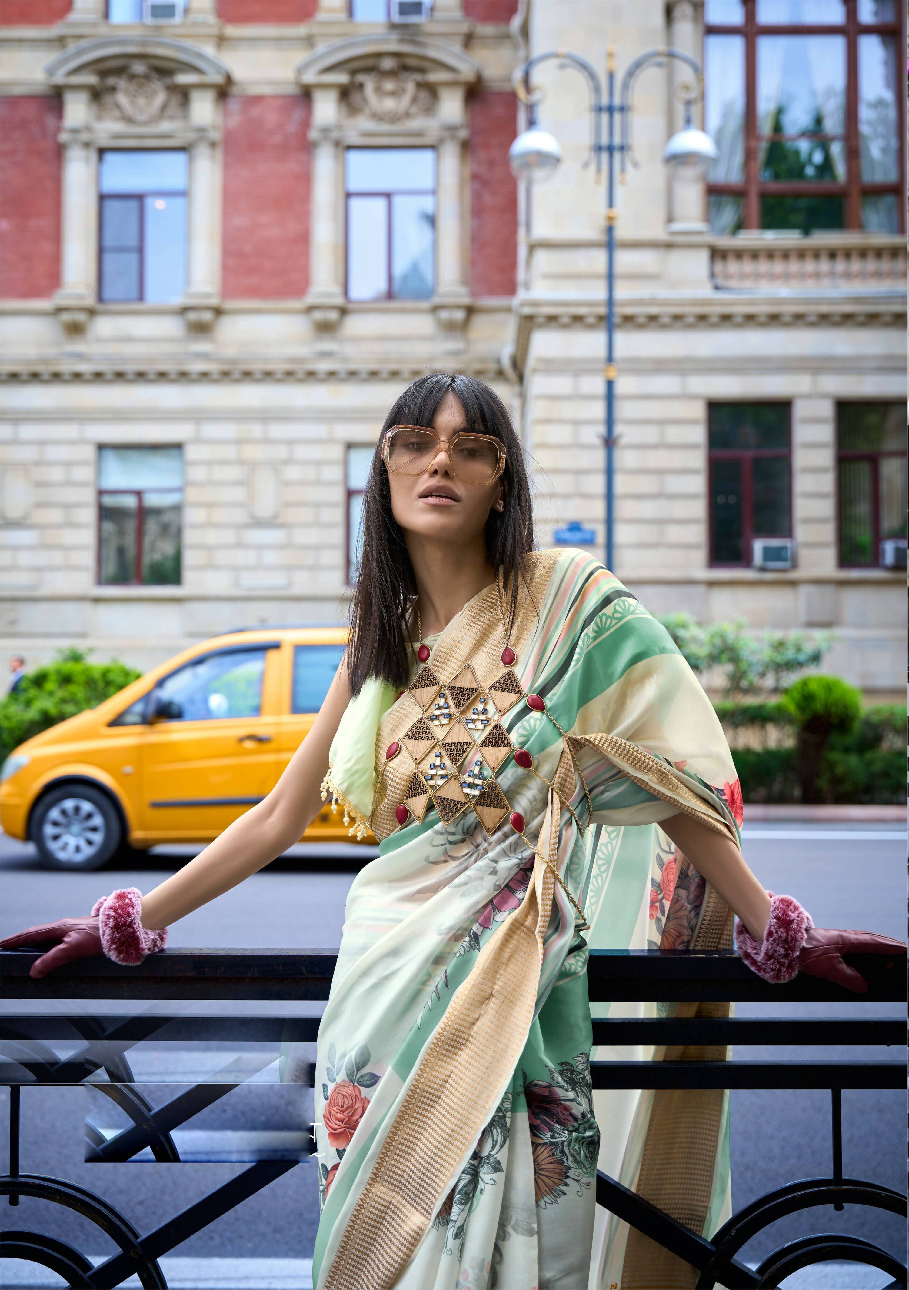 Off White Satin Organza Floral Woven Design Saree With Unstitched Blouse Piece - Klay's - Distacart