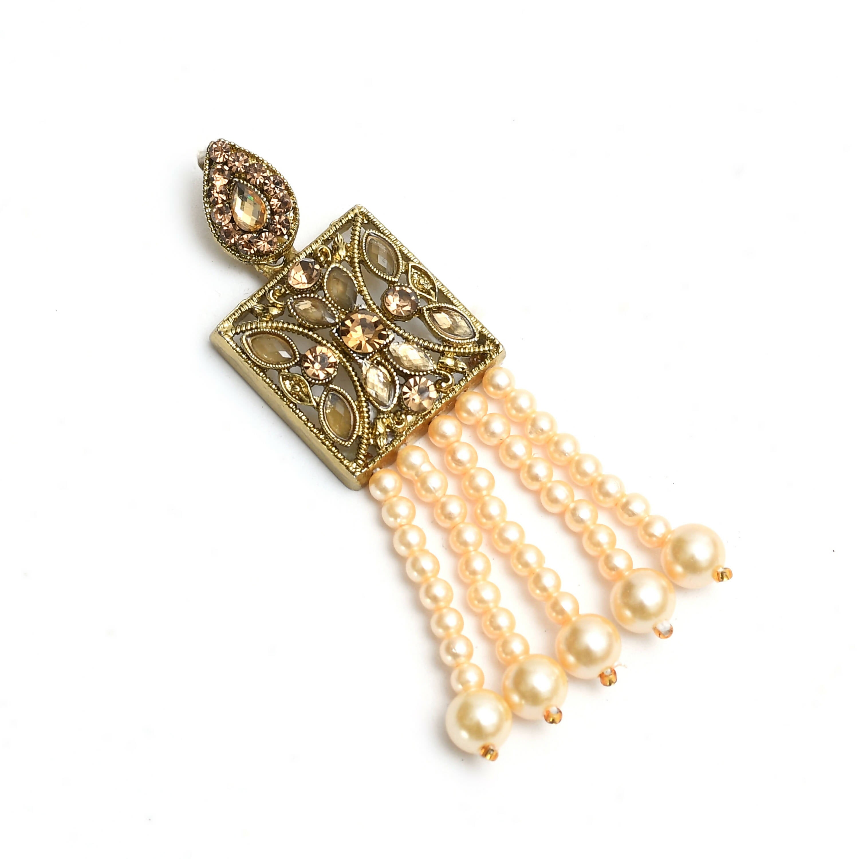 Mominos Fashion Johar Kamal Off White Color Kundan & Pearls Necklace Set - Distacart