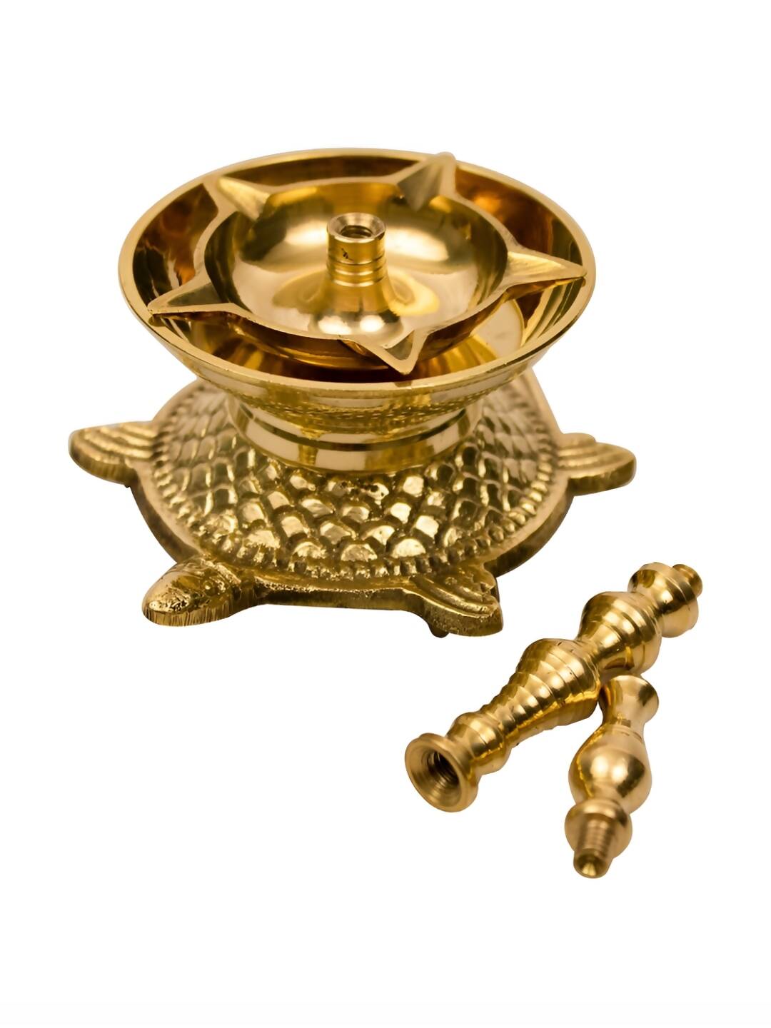 Spillbox Gold-Toned Brass Kachua Fancy Diya Pooja Essential - Distacart