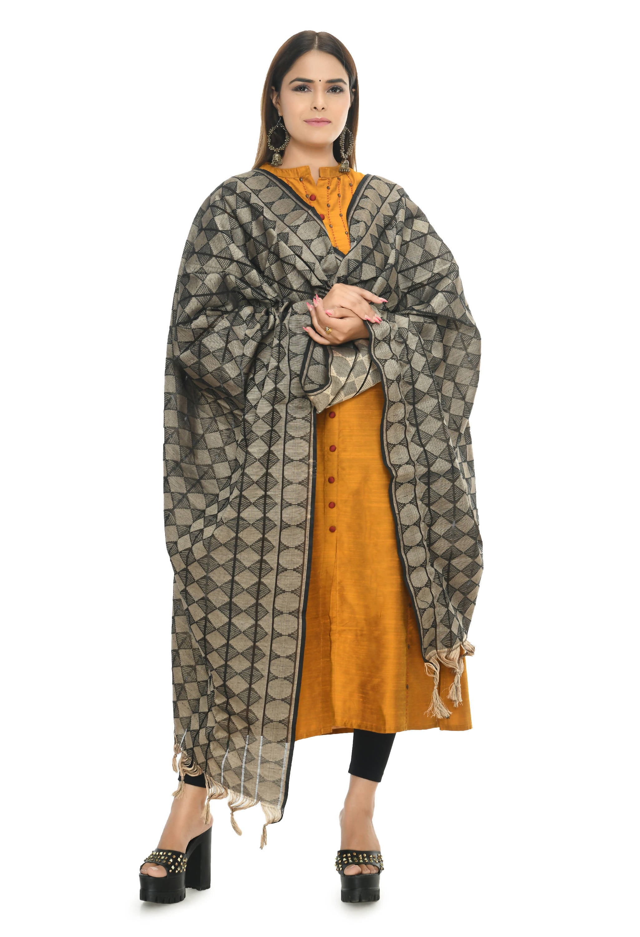 Mominos Fashion Moeza Handloom Black Color Cotton Dupatta - Distacart