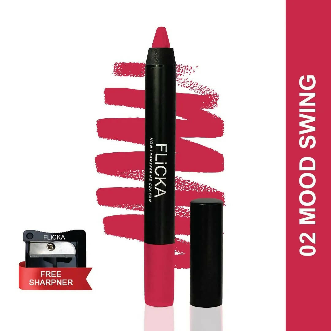 FLiCKA Lasting Lipsence Crayon Lipstick 02 Mood Swing - Dark Pink - Distacart