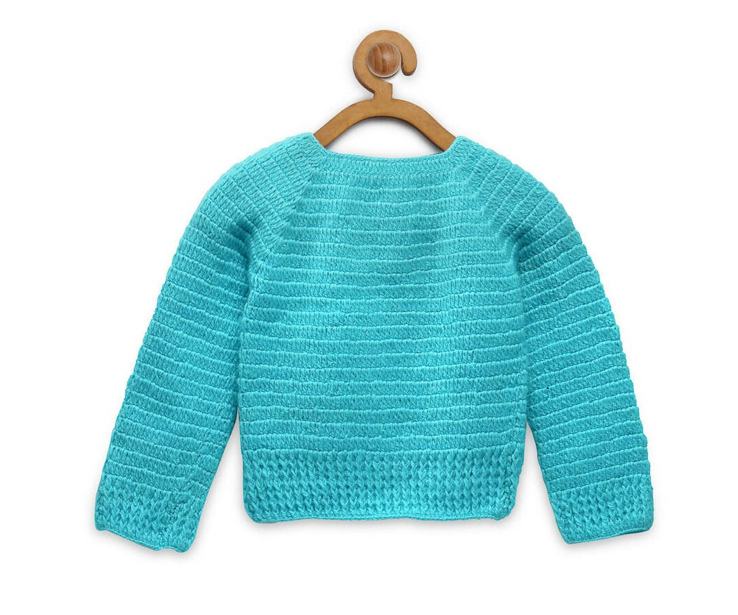Chutput Kids Blue Coloured Solid Pullover For Baby Boys with Penguin Applique Detail - Distacart
