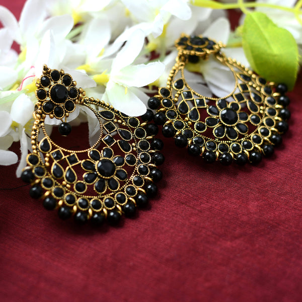 Mominos Fashion Johar Kamal Golden And Black Beaded Earrings - Distacart
