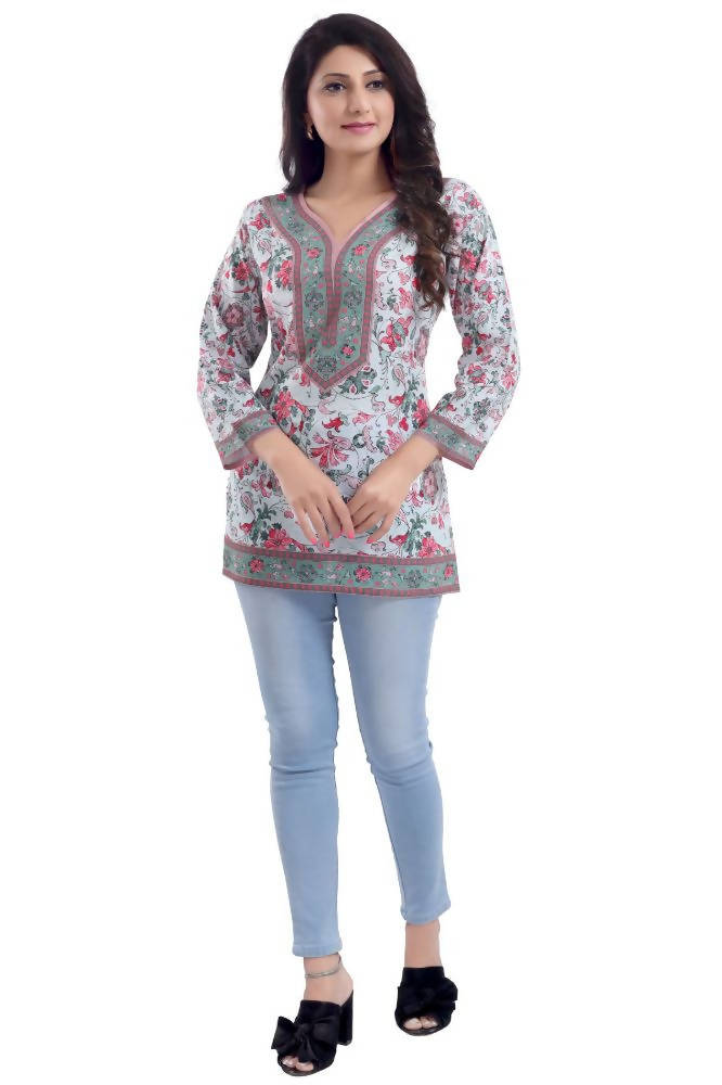 Snehal Creations Variyali Color Faux Crepe Short Kurti Tunic